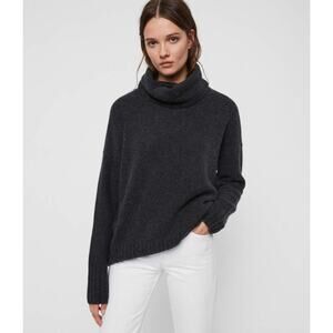 Sold! AllSaints Womens Arun Dark Gray Roll Neck Cashmere Jumper Sweater XS